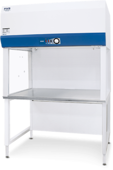 Horizontal laminar flow hood with glass sides and simple switch